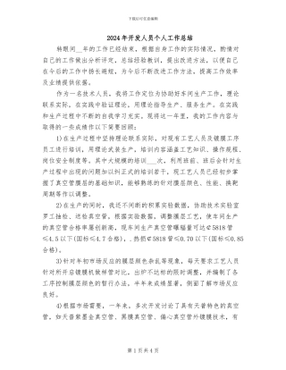 2024年开发人员个人工作总结