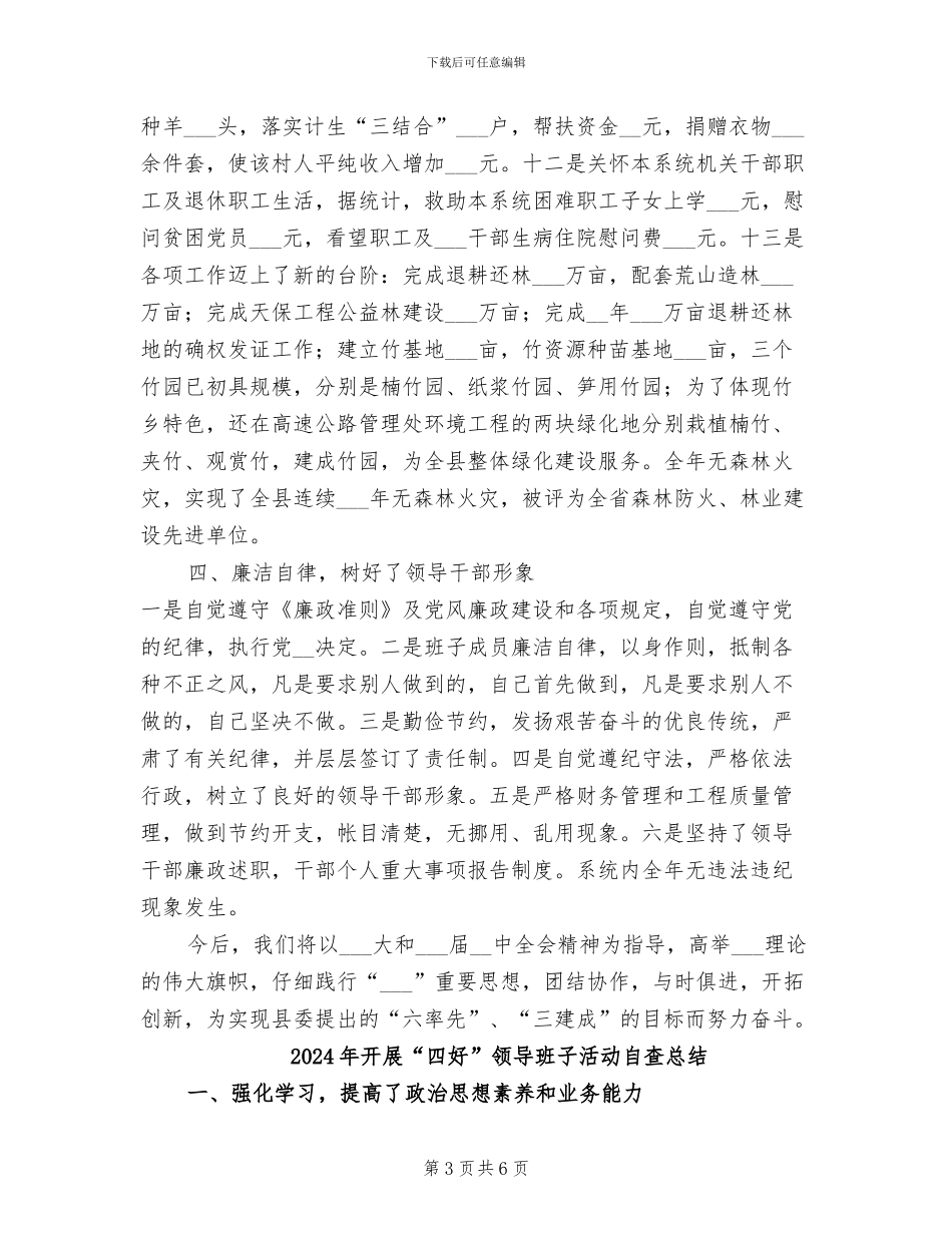 2024年开展“四好”领导班子活动自查工作总结_第3页