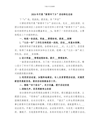 2024年开展“新青年下乡”活动特色总结
