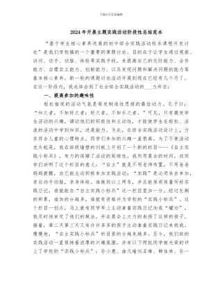 2024年开展主题实践活动阶段性总结范本