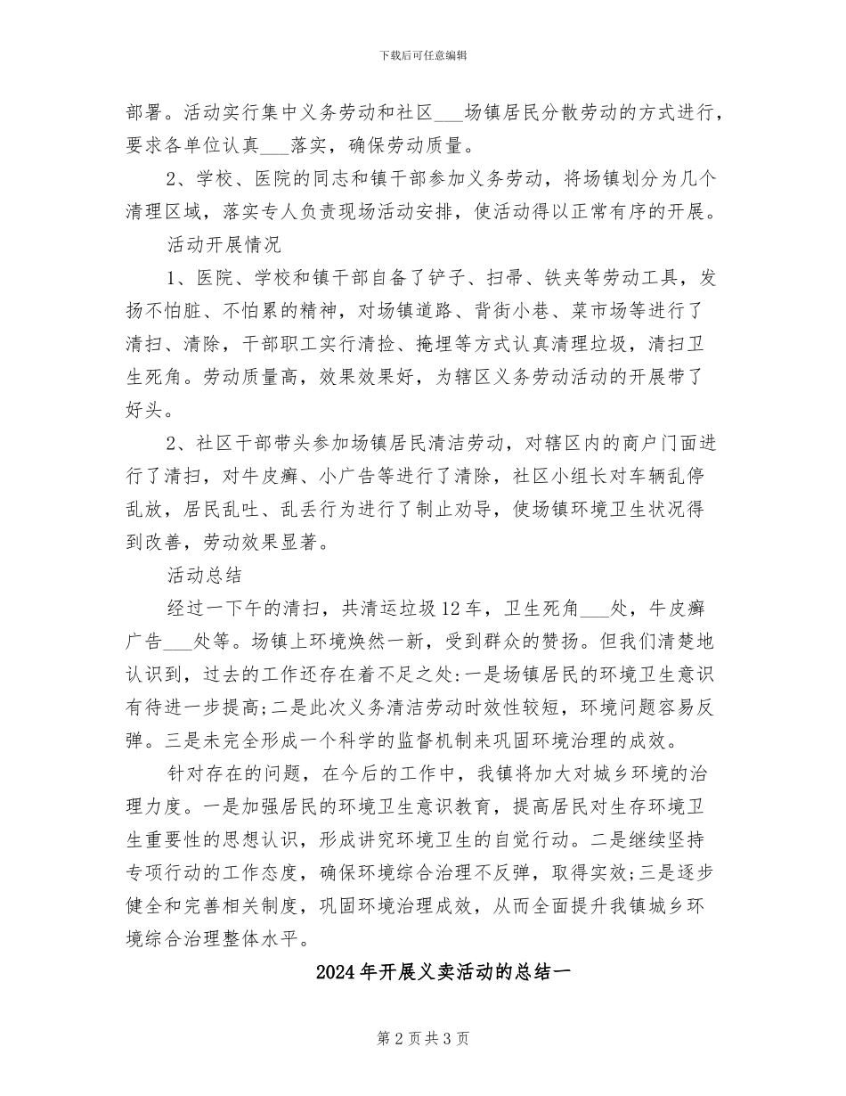 2024年开展义务劳动活动总结_第2页