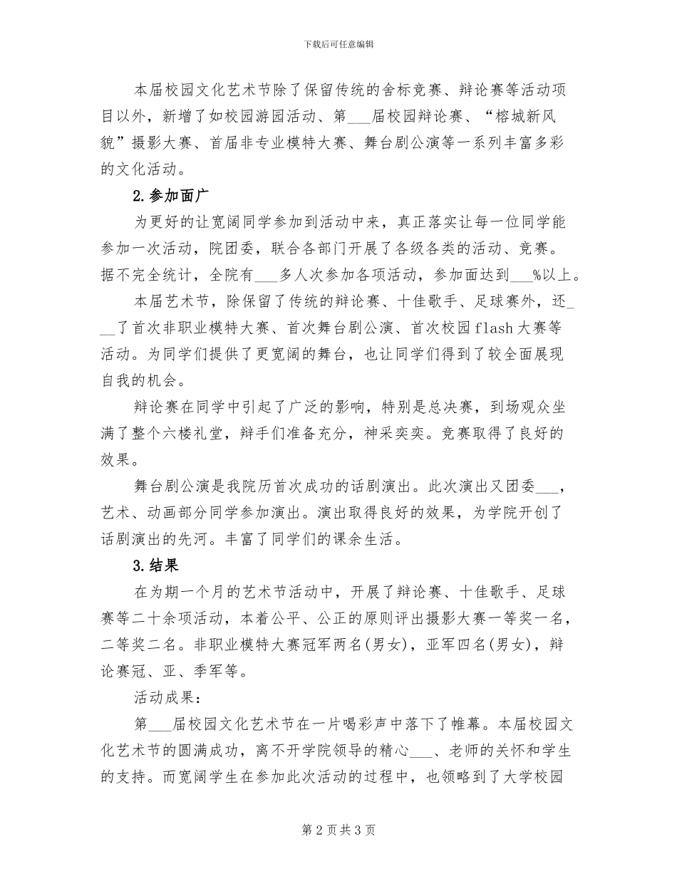 2024年开展艺术节的活动总结一_第2页