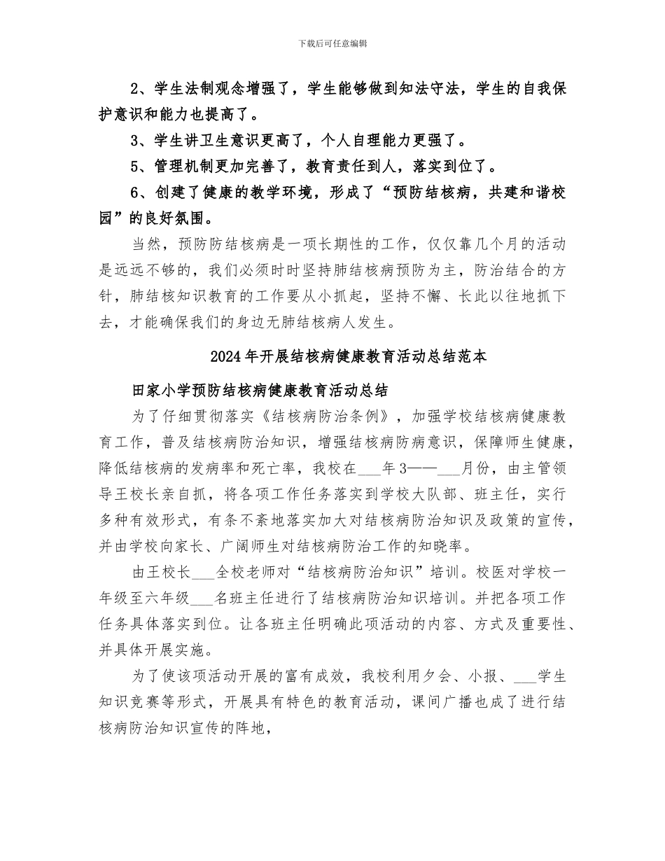 2024年开展结核病健康教育活动总结范文_第3页