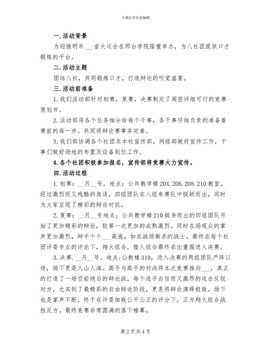 2024年开展辩论赛的活动总结三_第2页