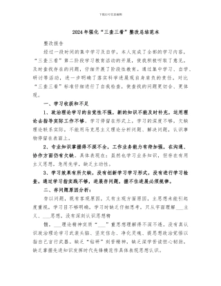 2024年强化“三查三看”整改总结范本
