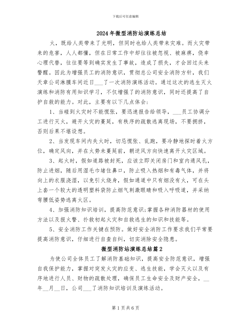 2024年微型消防站演练总结_第1页