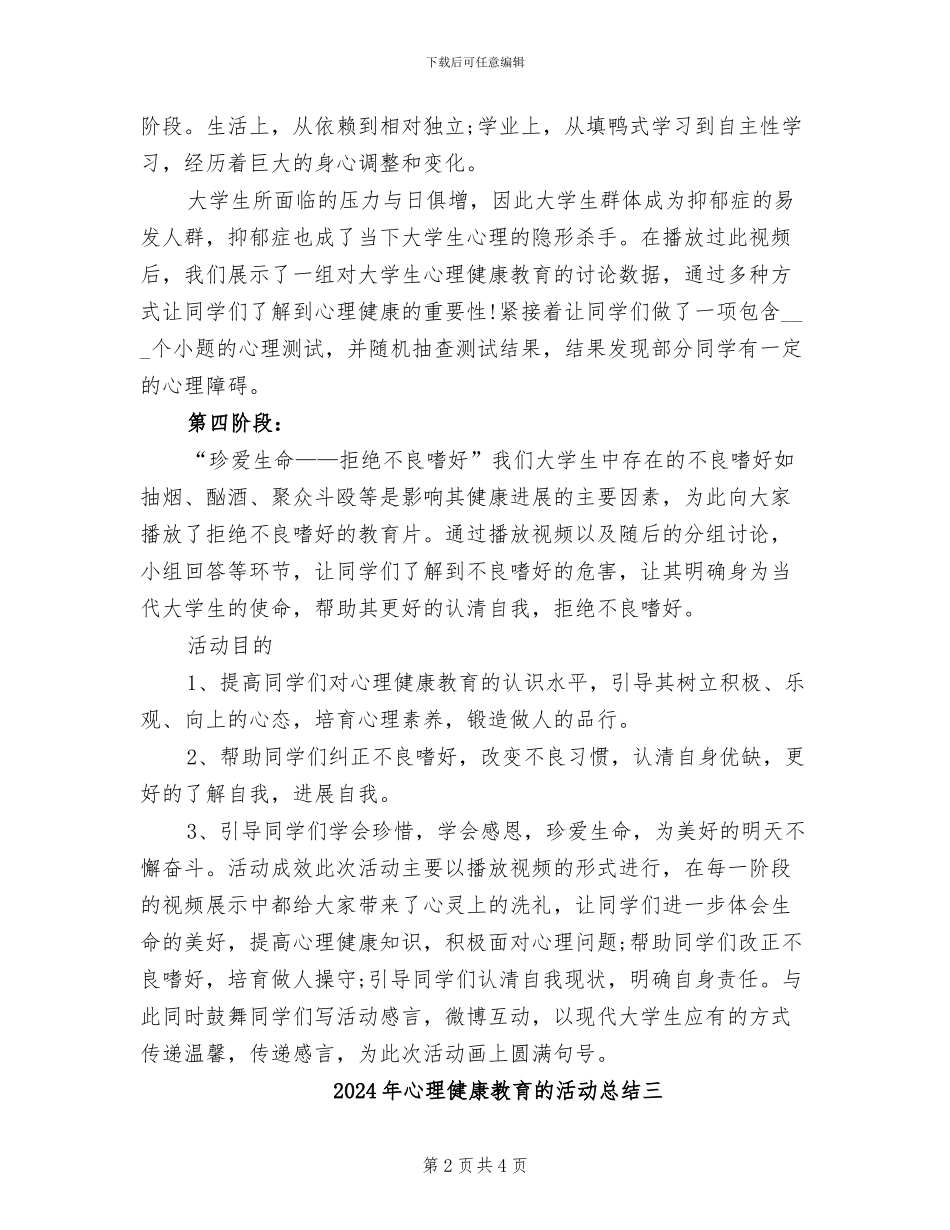 2024年心理健康教育的活动总结一_第2页