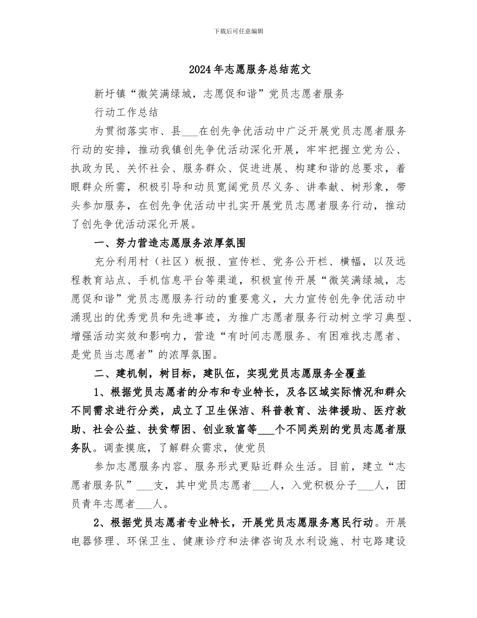 2024年志愿服务总结范文_第1页