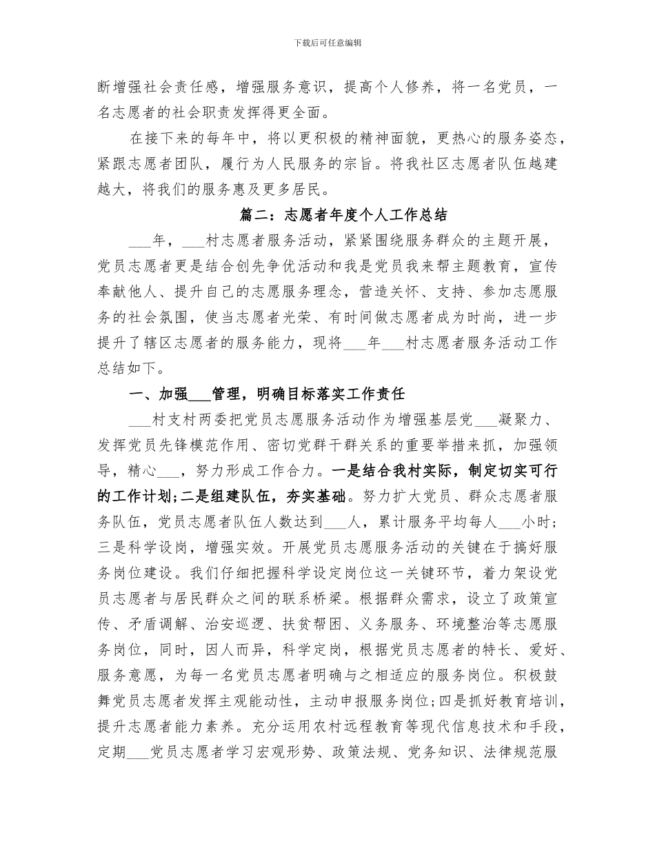 2024年志愿者年度个人工作总结_第2页