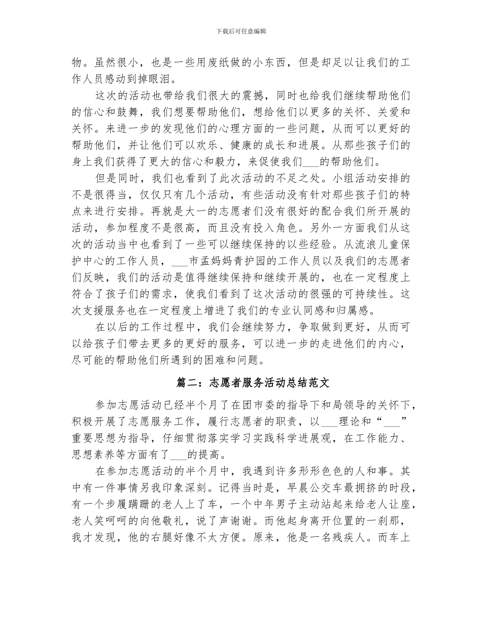 2024年志愿者活动劳动总结范本_第2页