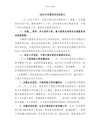 2024年志愿活动总结范文