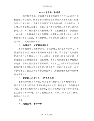 2024年急诊科工作总结