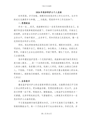 2024年急诊科护士个人总结