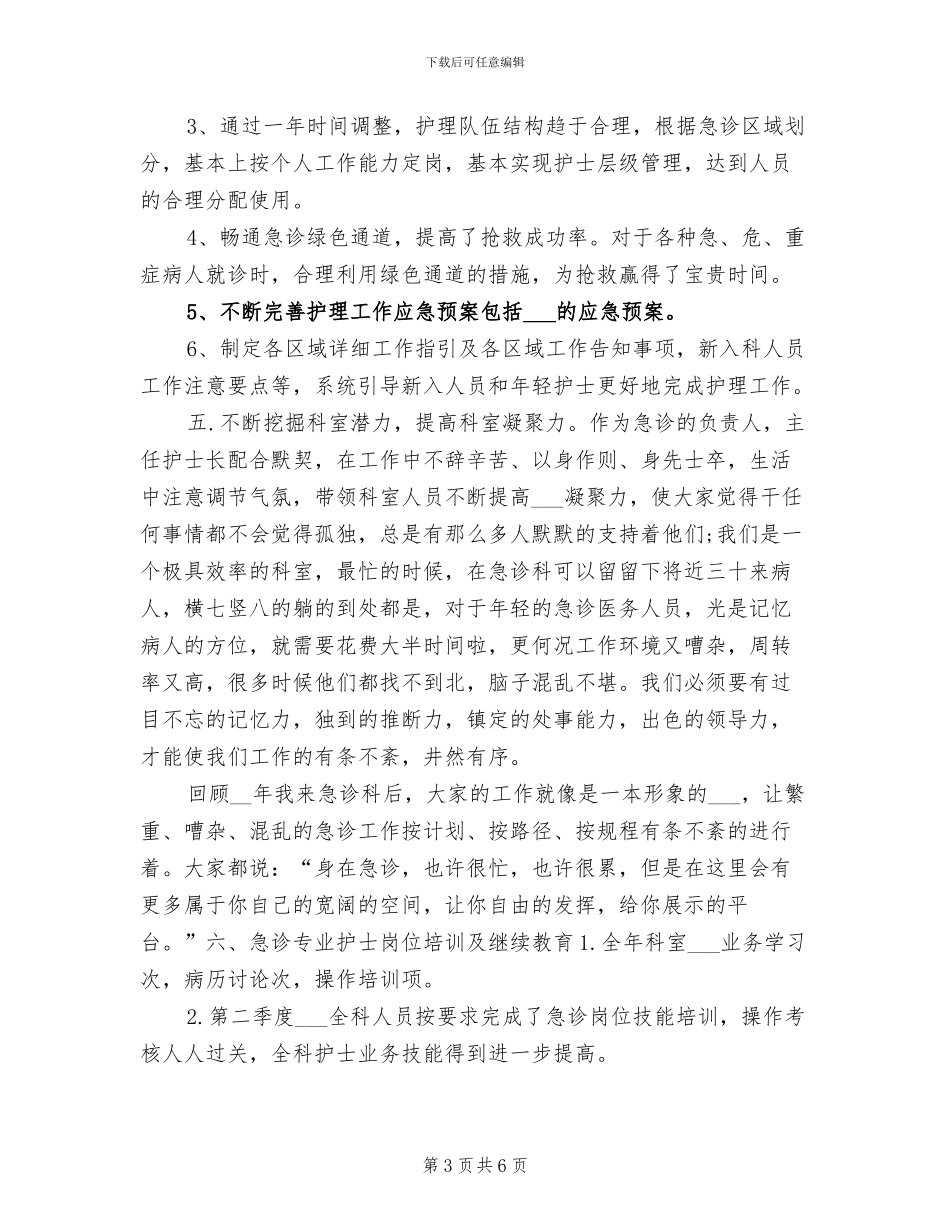 2024年急诊科护师个人总结与计划_第3页