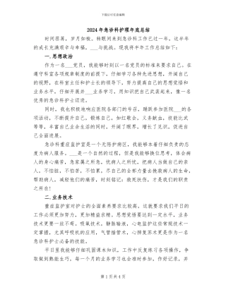 2024年急诊科护理年底总结