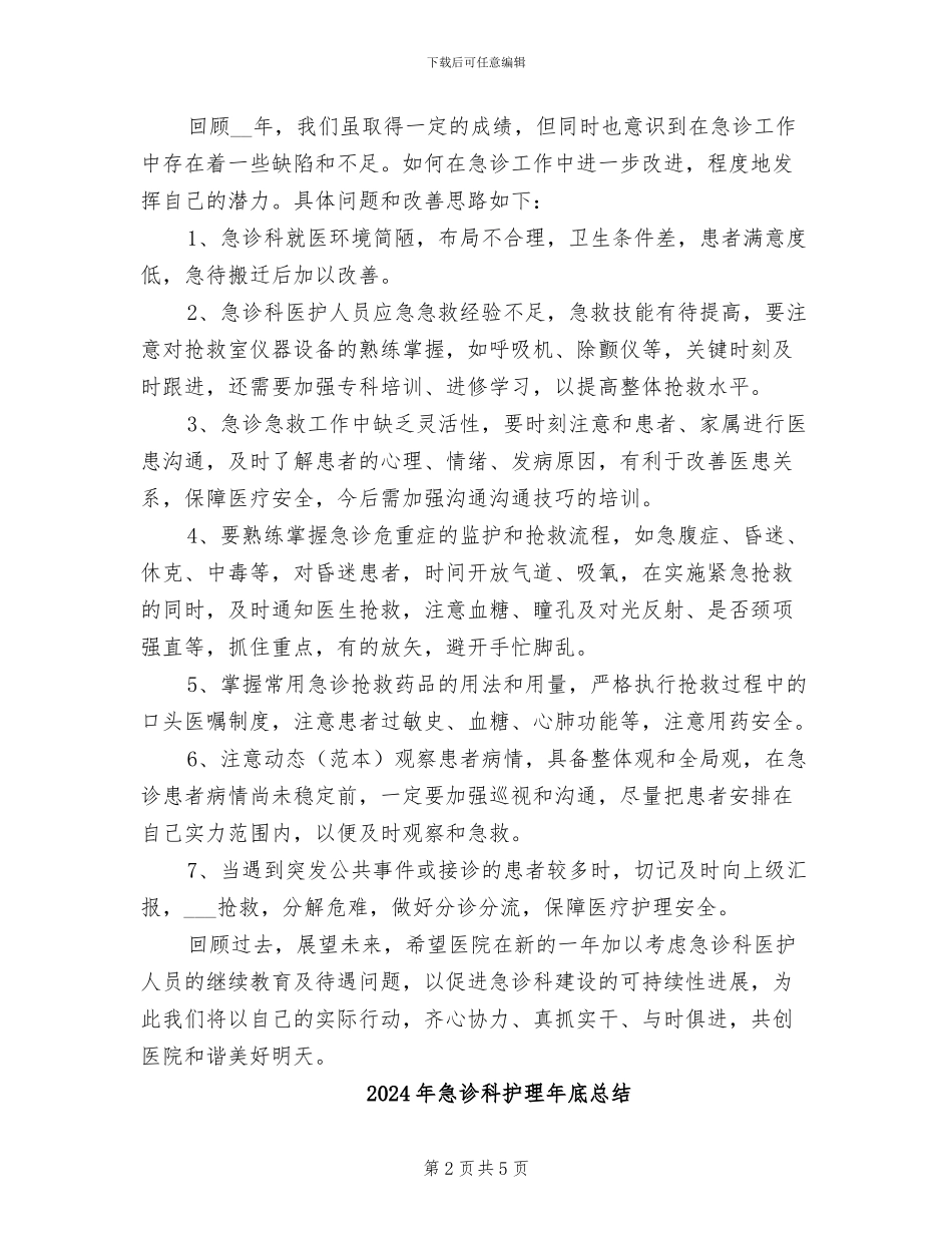 2024年急诊科护理年底个人工作总结_第2页