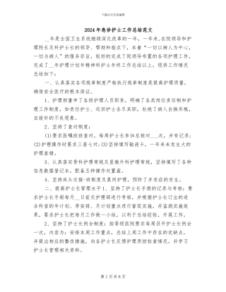 2024年急诊护士工作总结范文