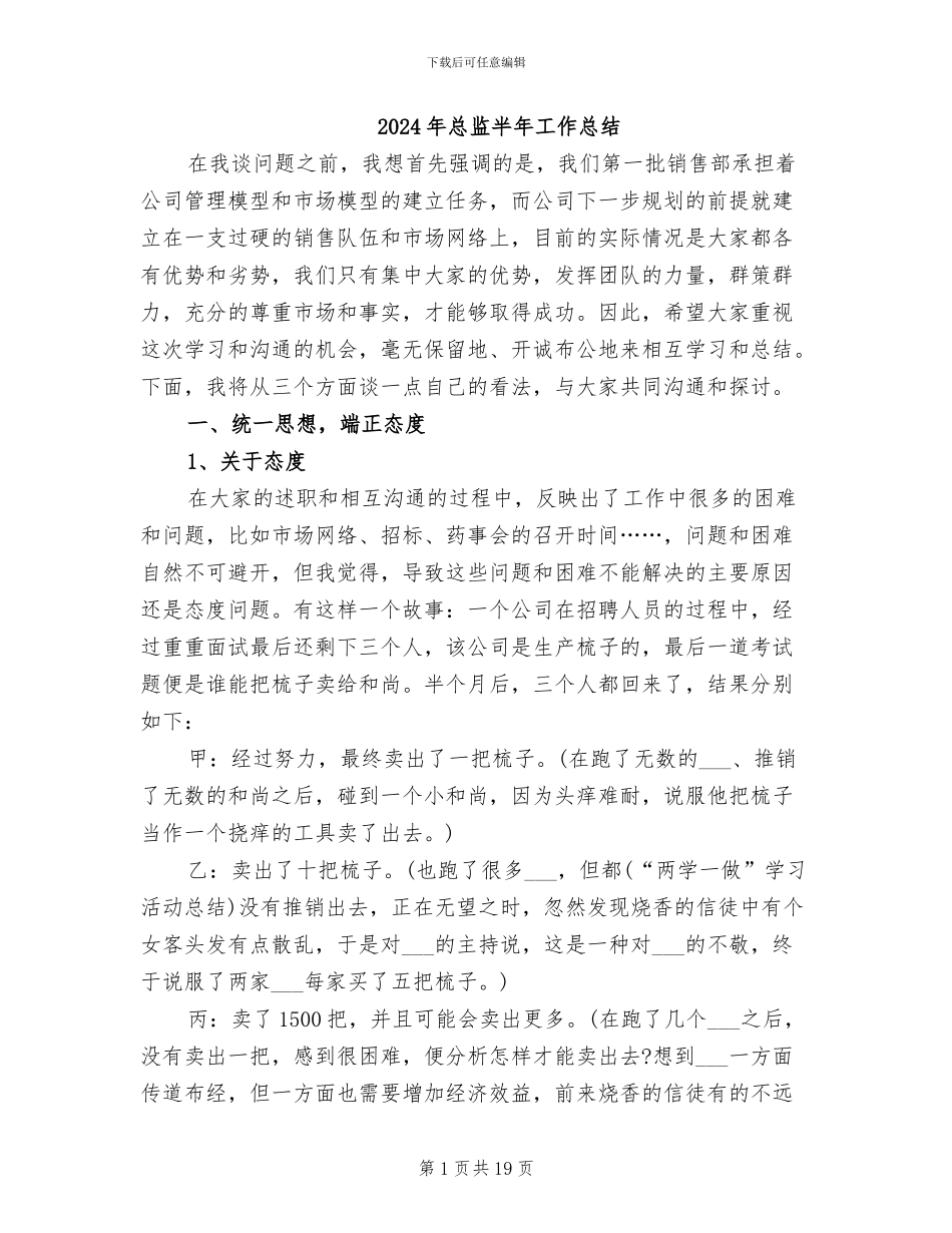 2024年总监半年工作总结_第1页
