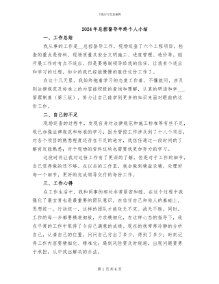 2024年总控督导年终个人小结