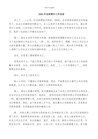 2024年总经理年工作总结