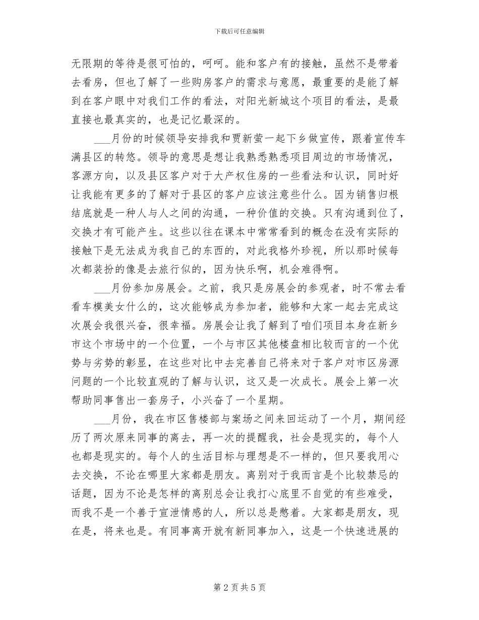 2024年房地产置业顾问年度工作小结_第2页