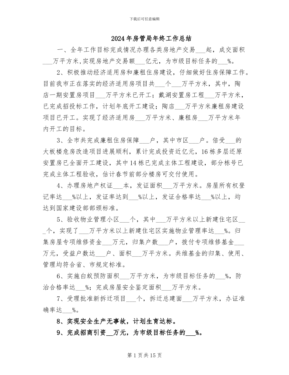 2024年房管局年终工作总结_第1页