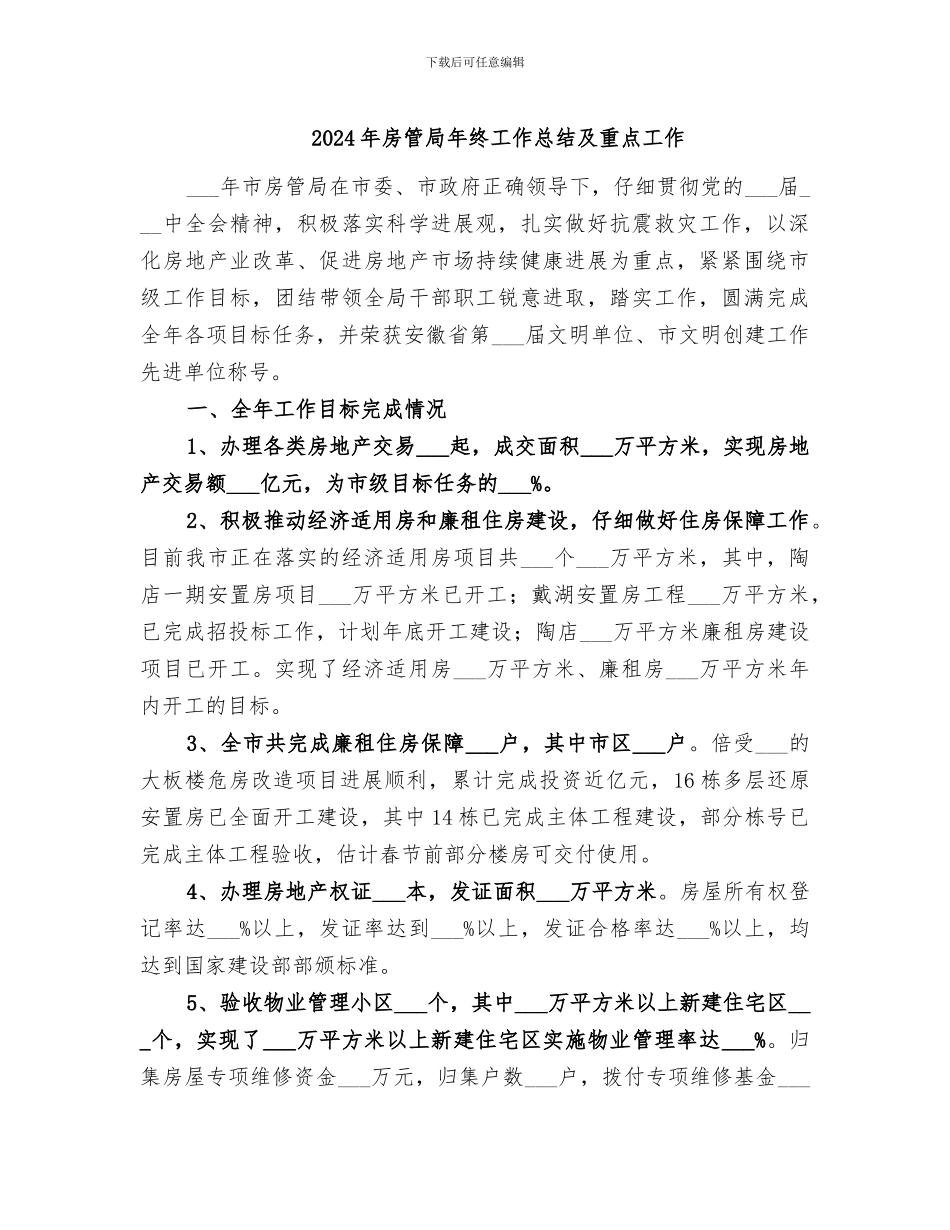 2024年房管局年终工作总结及重点工作_第1页