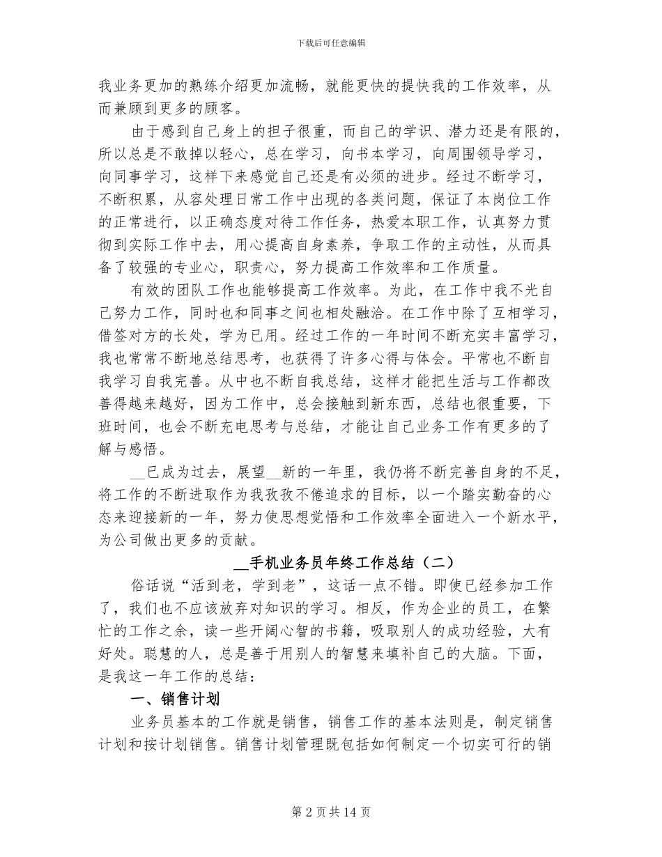 2024年手机业务员年终工作总结_第2页