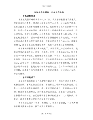 2024年手机销售上半年工作总结