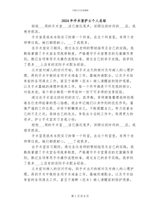 2024年手术室护士个人总结