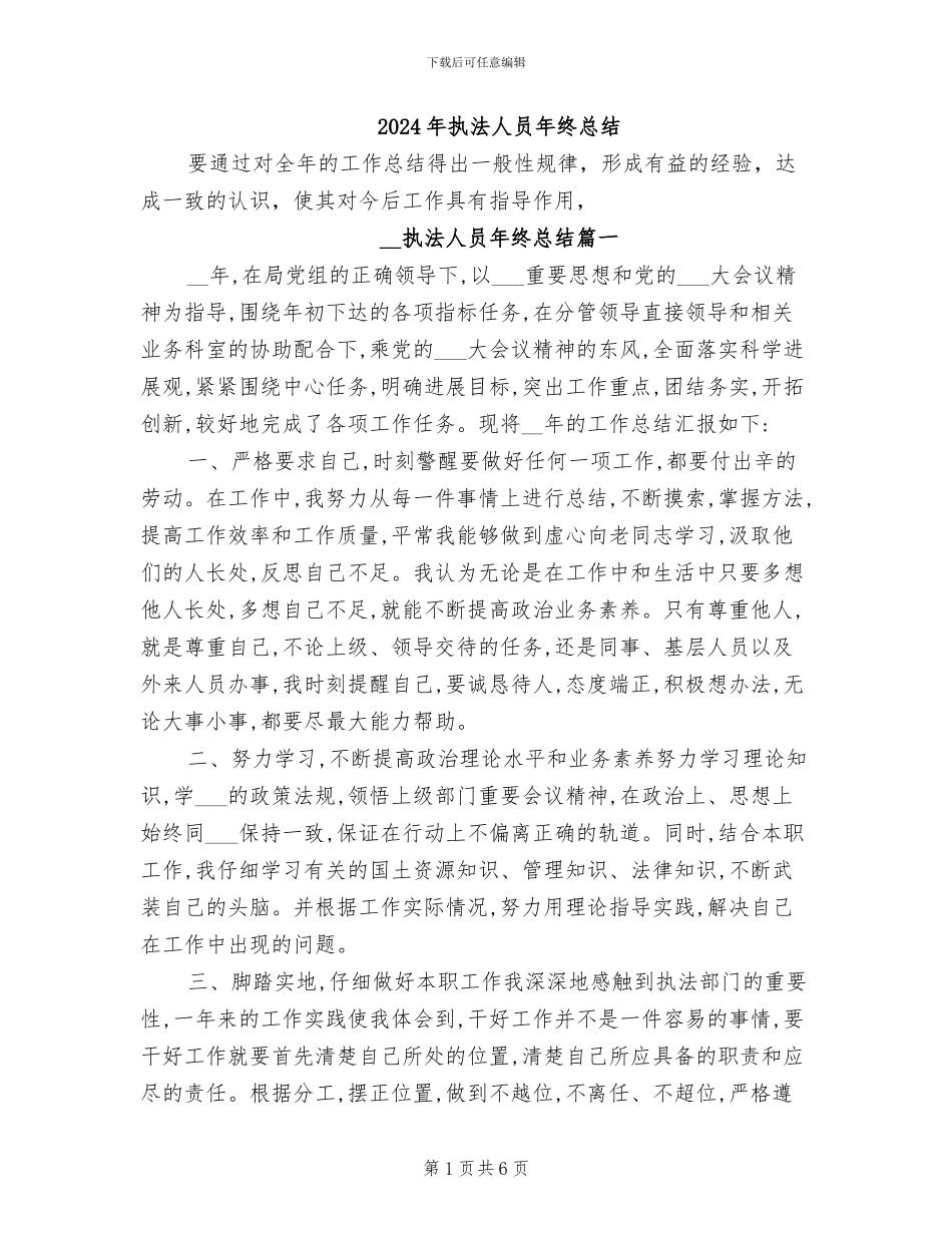 2024年执法人员年终总结_第1页