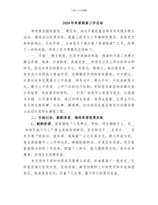 2024年承诺践诺工作总结