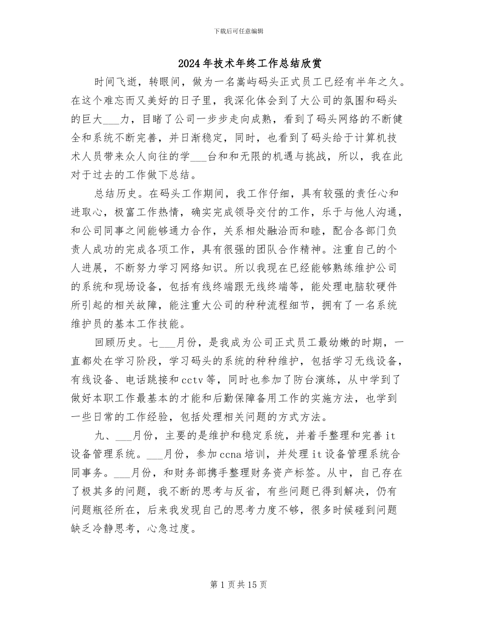 2024年技术年终工作总结欣赏_第1页