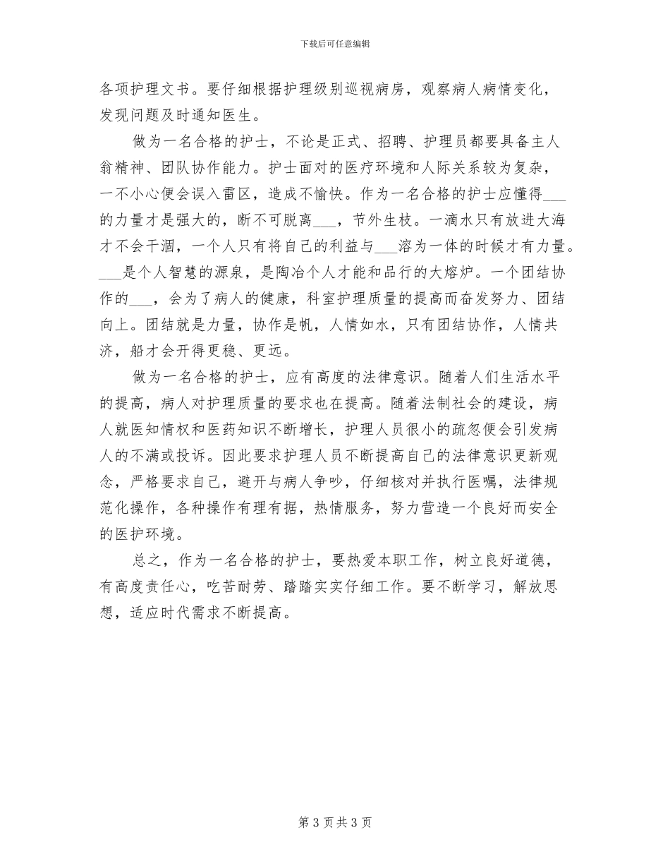 2024年护士个人年度思想工作总结三_第3页