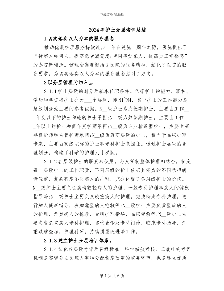 2024年护士分层培训总结_第1页