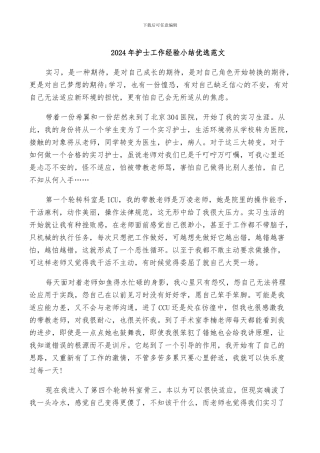 2024年护士工作经验小结优选范文