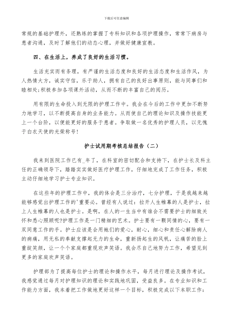 2024年护士试用期考核工作总结_第2页