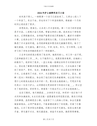 2024年护士麻醉科实习小结