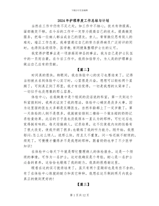2024年护理季度工作总结与计划