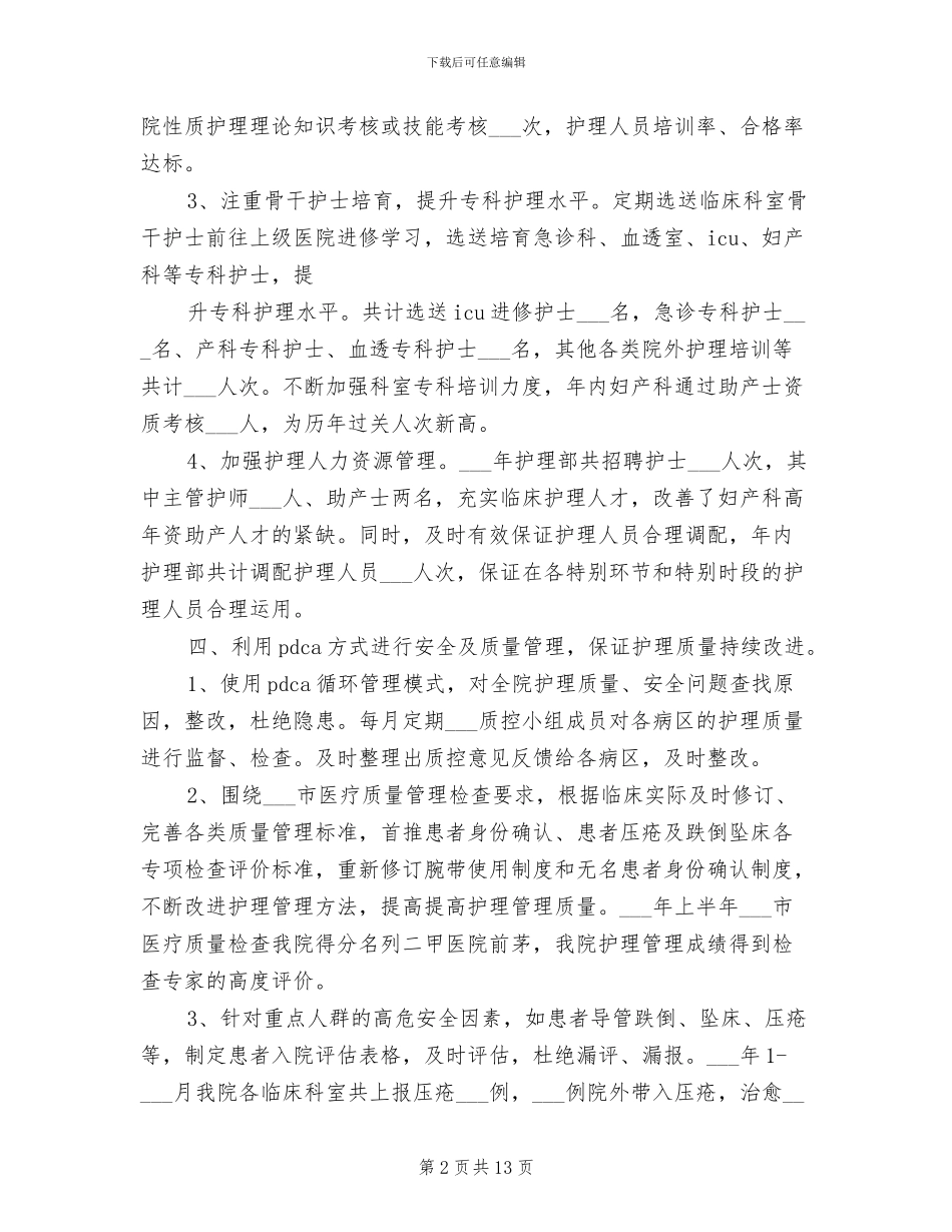 2024年护理部主任年度总结与计划_第2页