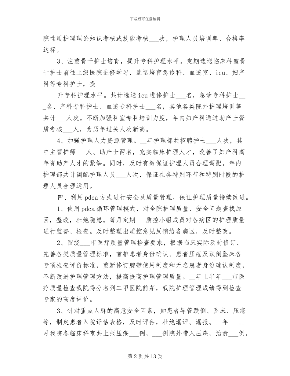 2024年护理部主任年度工作总结范文_第2页