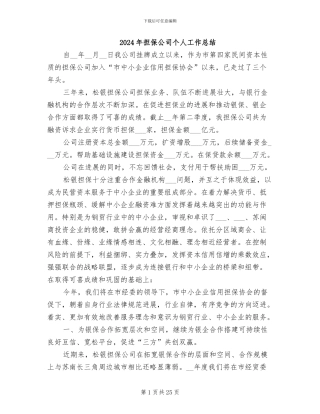 2024年担保公司个人工作总结