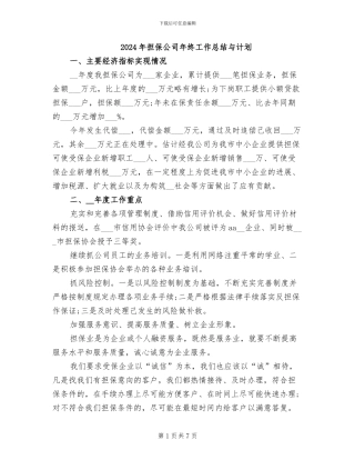 2024年担保公司年终工作总结与计划