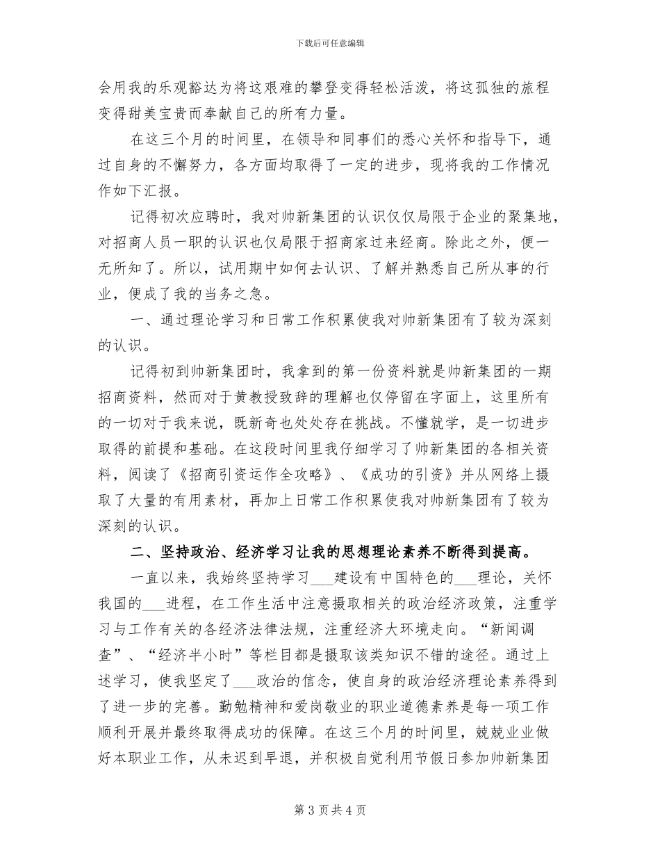 2024年招商人员试用期工作总结_第3页