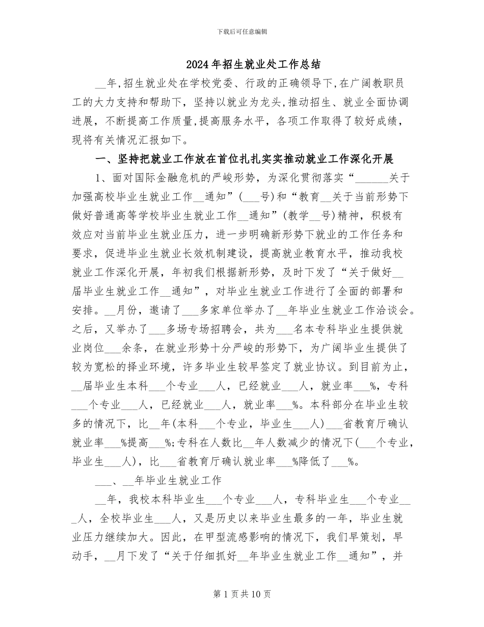 2024年招生就业处工作总结_第1页