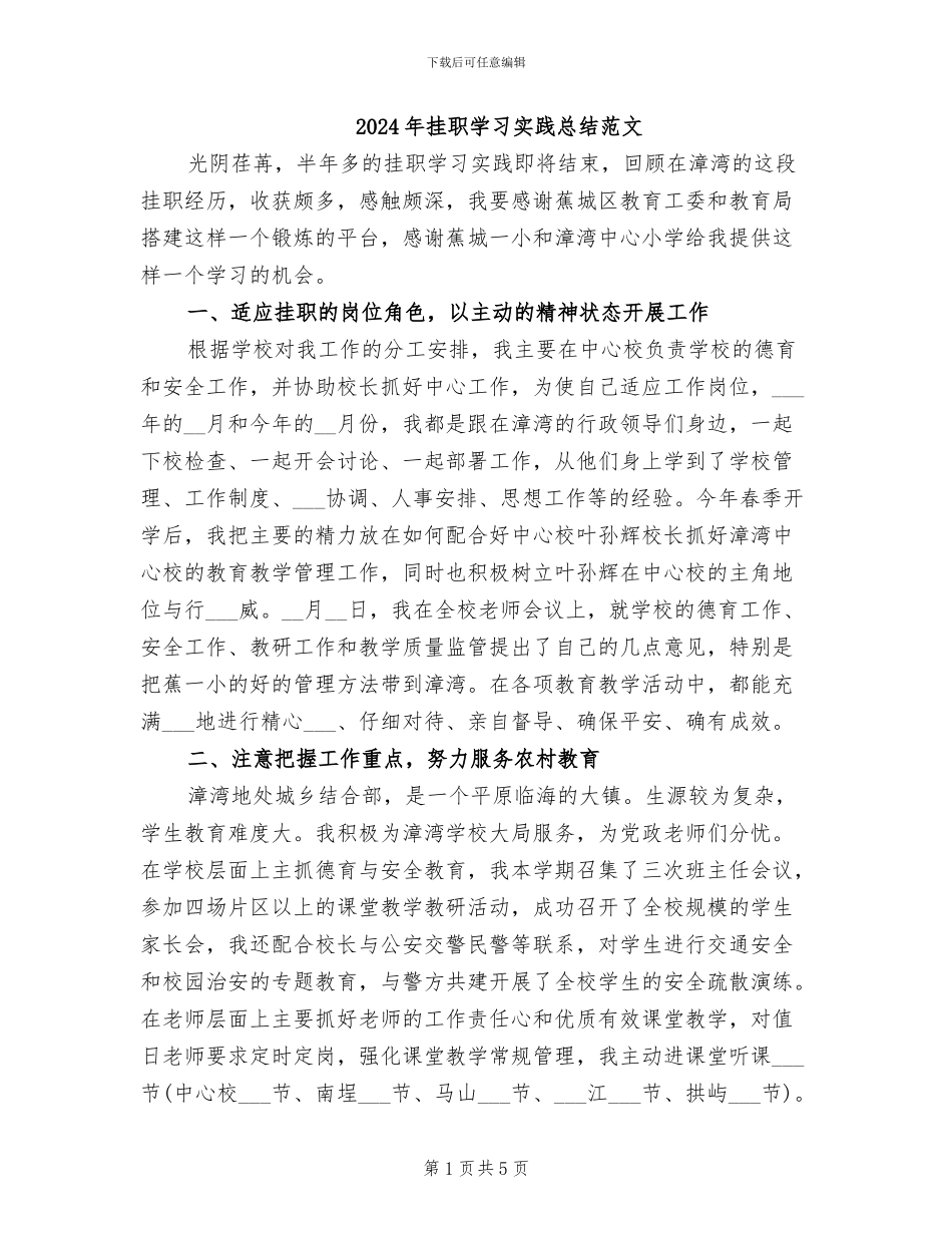 2024年挂职学习实践总结范文_第1页