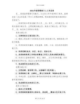 2024年挂职锻炼个人工作总结