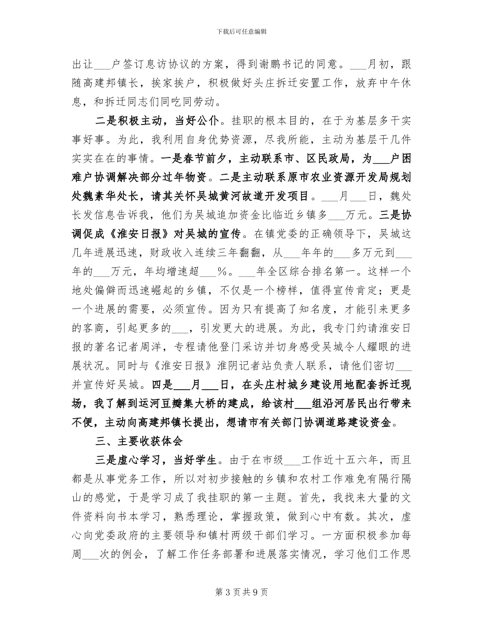2024年挂职镇书记个人工作总结_第3页