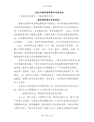 2024年指导培养青年教师总结