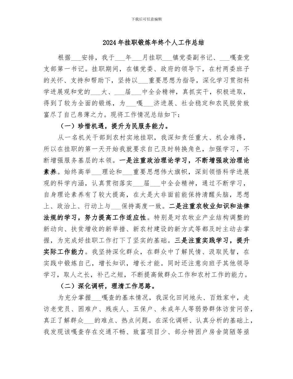 2024年挂职锻炼年终个人工作总结_第1页
